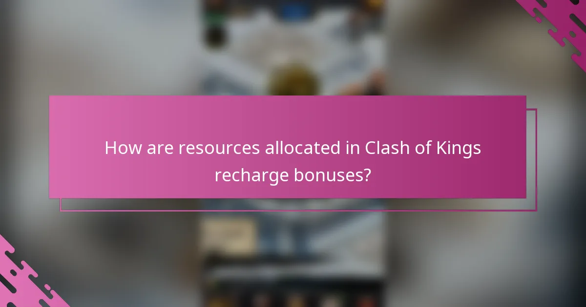 How are resources allocated in Clash of Kings recharge bonuses?