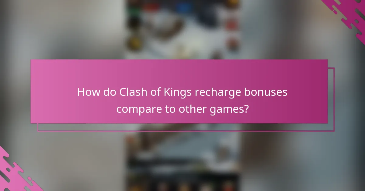 How do Clash of Kings recharge bonuses compare to other games?