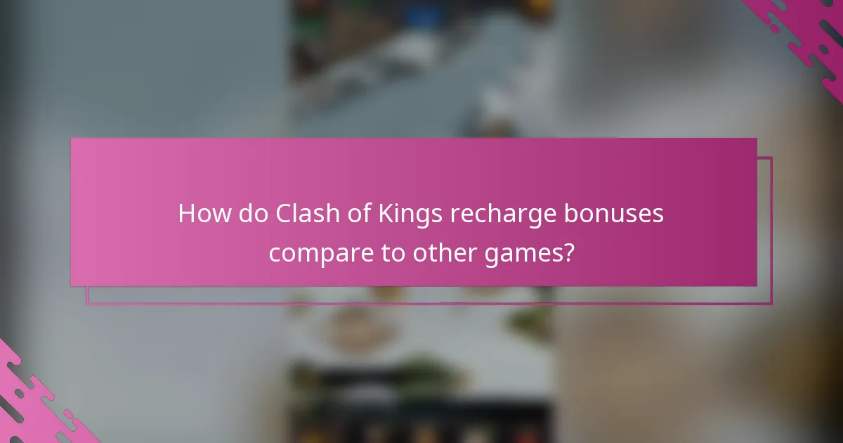 How do Clash of Kings recharge bonuses compare to other games?