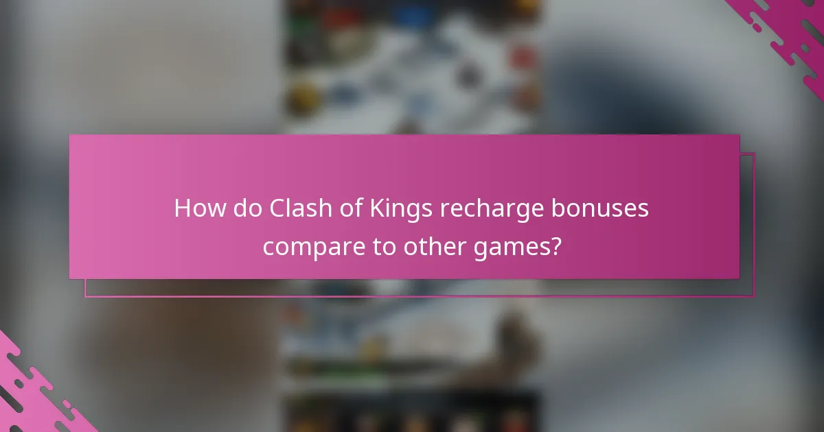 How do Clash of Kings recharge bonuses compare to other games?