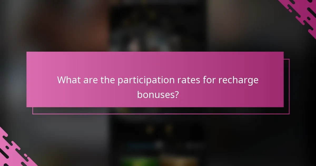 What are the participation rates for recharge bonuses?